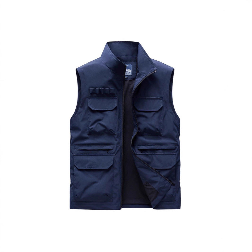 Herren Multifunktionale Arbeitsweste mit mehreren Pattentaschen und Reißverschluss Drune