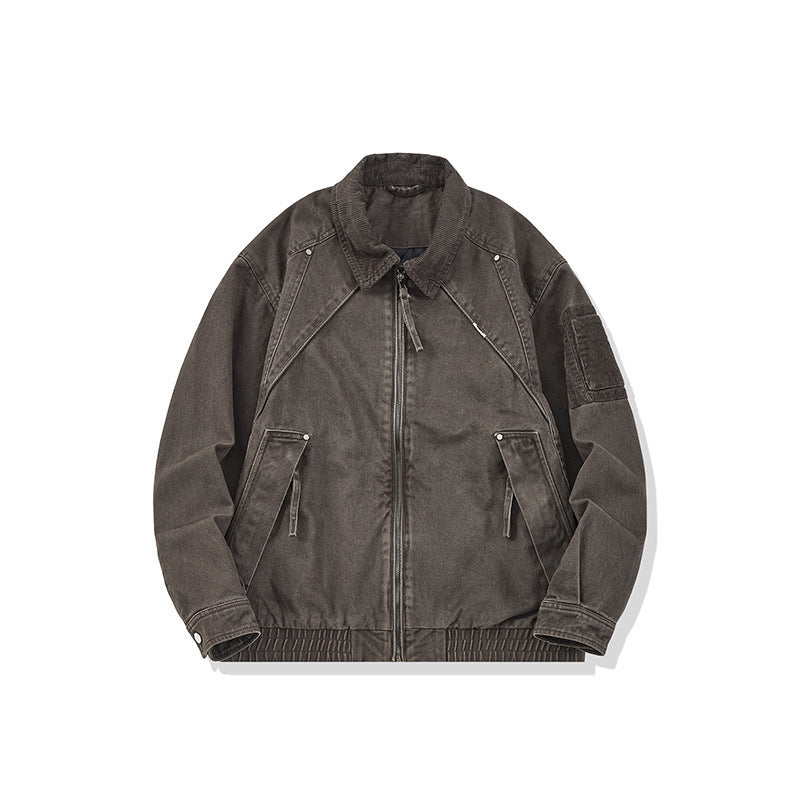 Herren Canvas-Bomberjacke im Vintage-Look mit Raglanärmeln und elastischem Saum Drune
