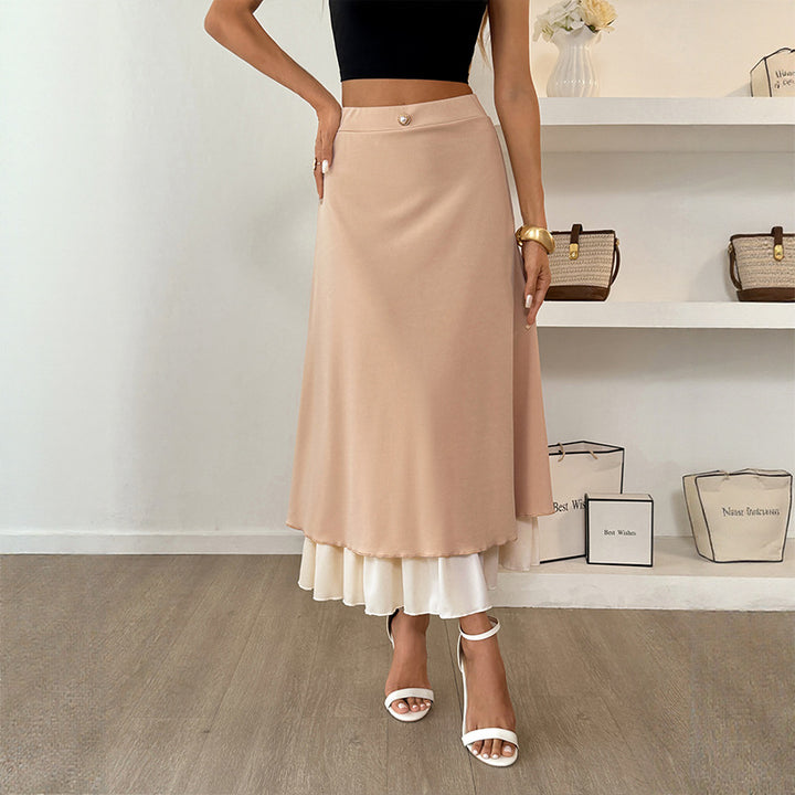 Damen Eleganter Maxirock mit Rüschendetails Drune