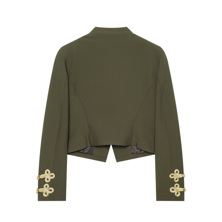 Damen Kurzer militärinspirierter Blazer mit opulenten Schulterkordeln und Zierknopfleiste Drune