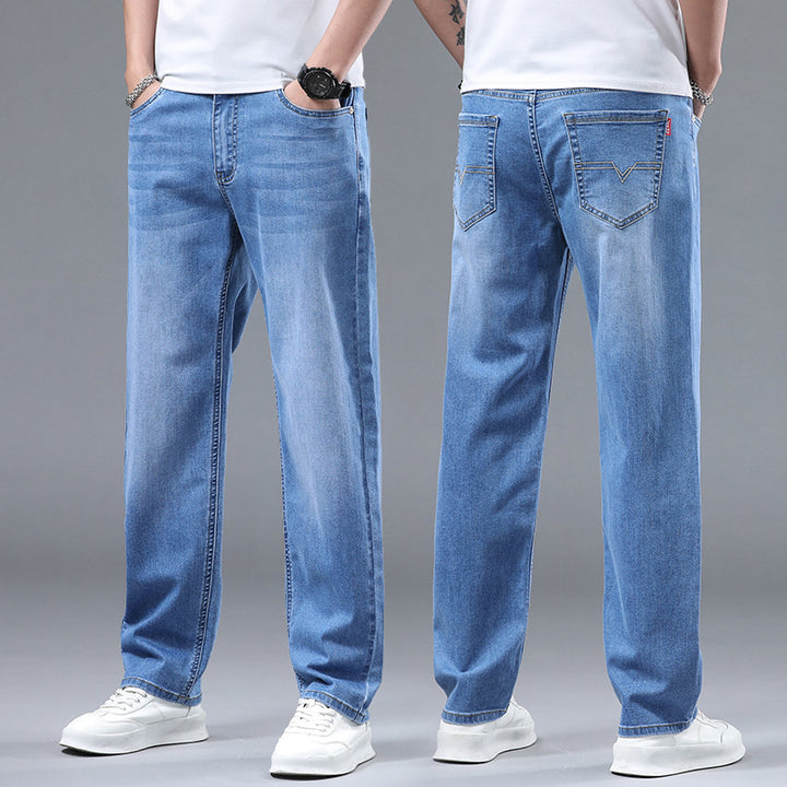 Herren Extraweite Denim-Baggy-Jeans mit geradem Bein & soften Waschungen Drune