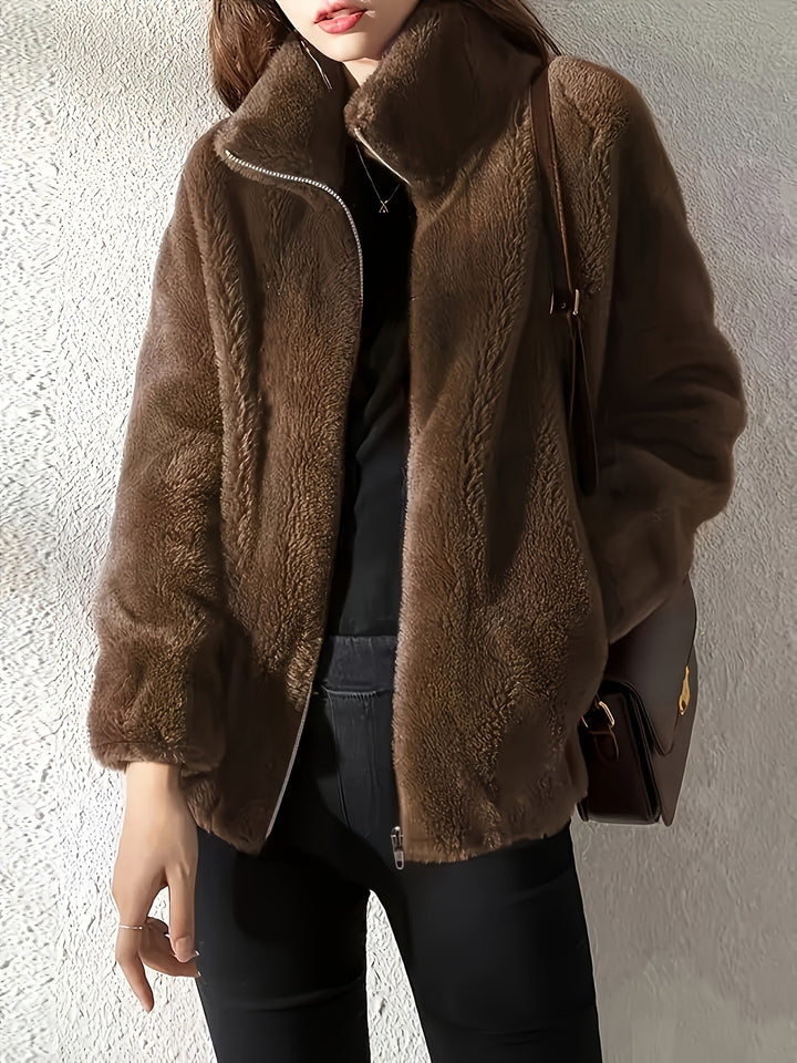 Damen Fleece-Jacke mit hohem Kragen und praktischem Reißverschluss Drune