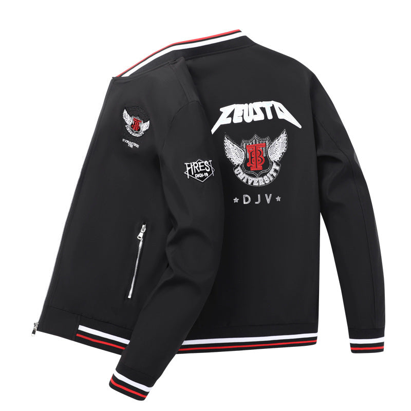 Herren Modische Bomberjacke mit Patch-Design Drune