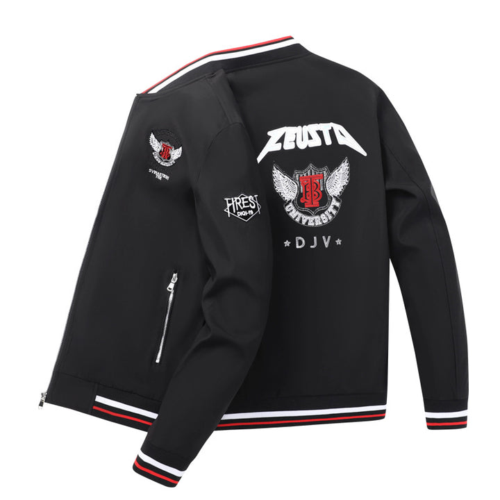 Herren Modische Bomberjacke mit Patch-Design Drune
