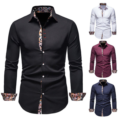 Herren Langarmhemd mit modernem Paisley-Muster und exklusiven Details Drune