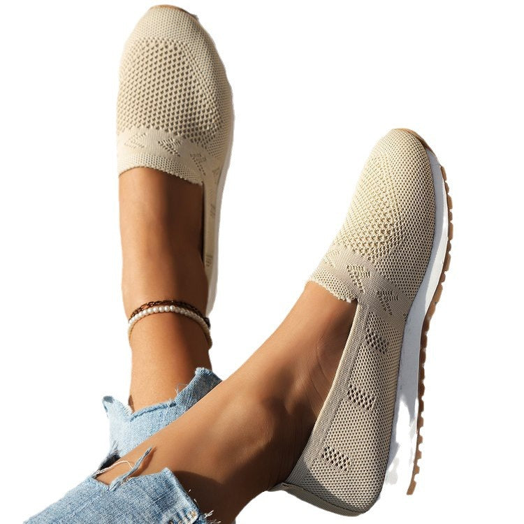 Damen Slip-On Sneakers mit atmungsaktivem Mesh-Obermaterial und rutschfester Sohle Drune