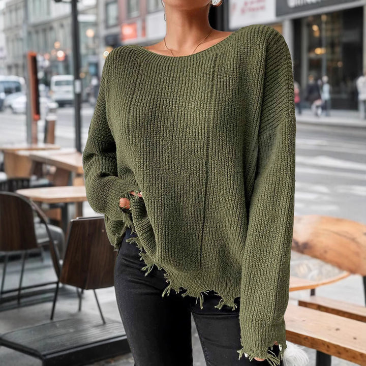 Damen Baumwollpullover mit lässigem Oversized-Schnitt Drune