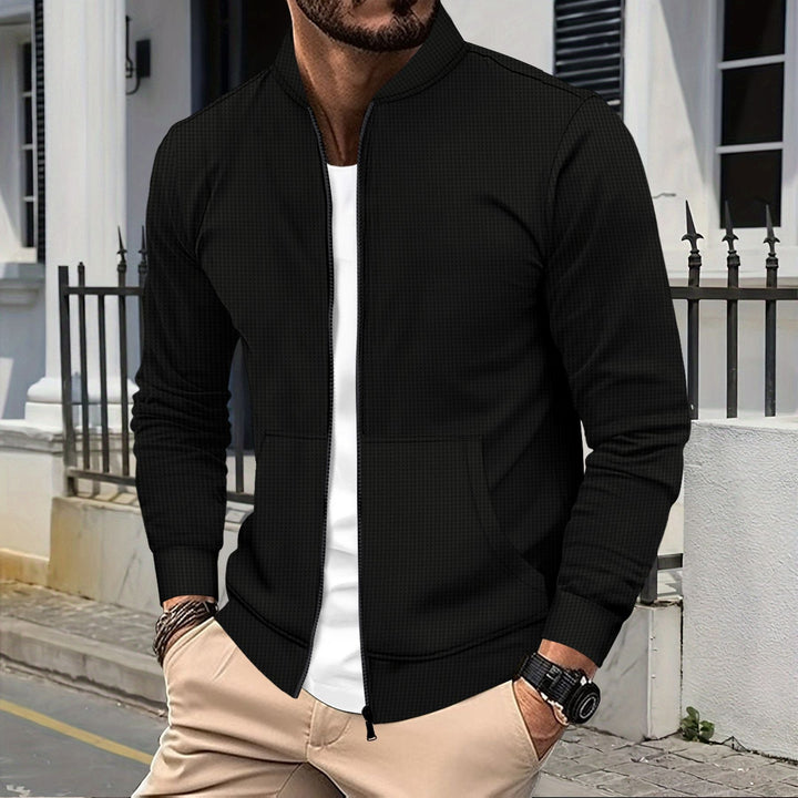 Drune | Zip Jacke Sportliche Passform Strukturierter Stoff Rippkanten Fronttaschen