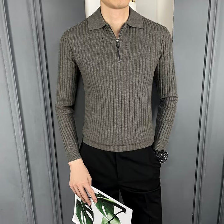 Herren Eleganter Strickpullover mit Reißverschluss Drune