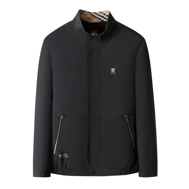 Herren Leichte City-Utility-Jacke mit Stehkragen, verdeckter Frontleiste und Reißverschlusstaschen Drune