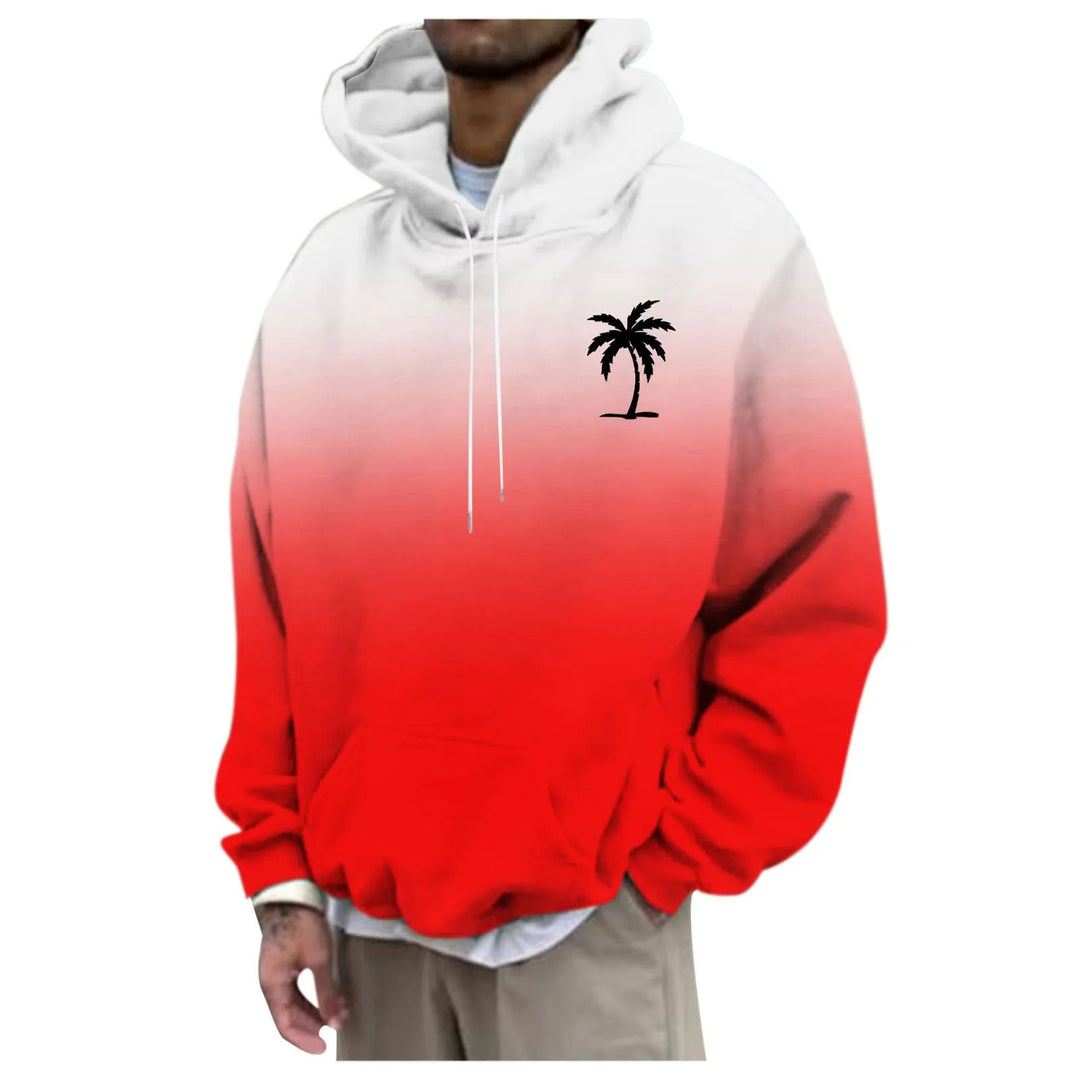 Unisex Trendiger Oversized Kapuzenpullover mit Farbverlauf und Palmenmotiv Drune