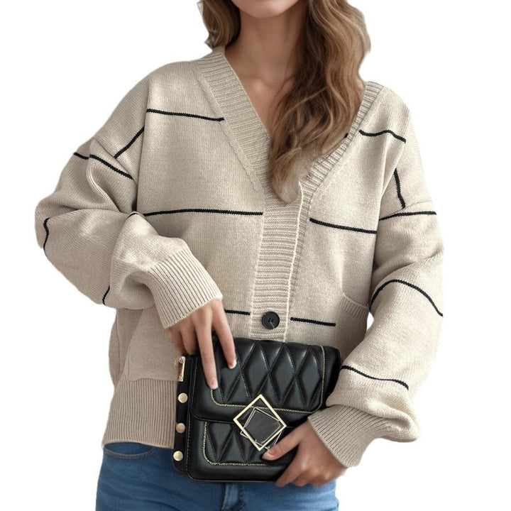 Damen gemütliche Strickjacke mit Taschen und Knopfdetails Drune