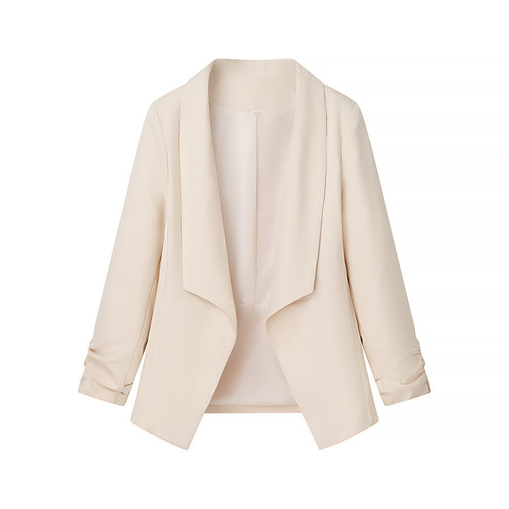 Damen nan locker fallende Waterfall-Blazerjacke mit gerafften Ärmelabschlüssen Drune