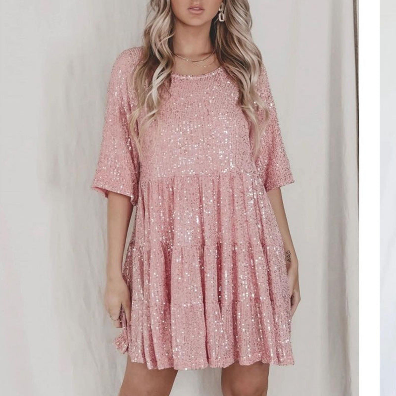 Damen Glitzerndes Partykleid Drune