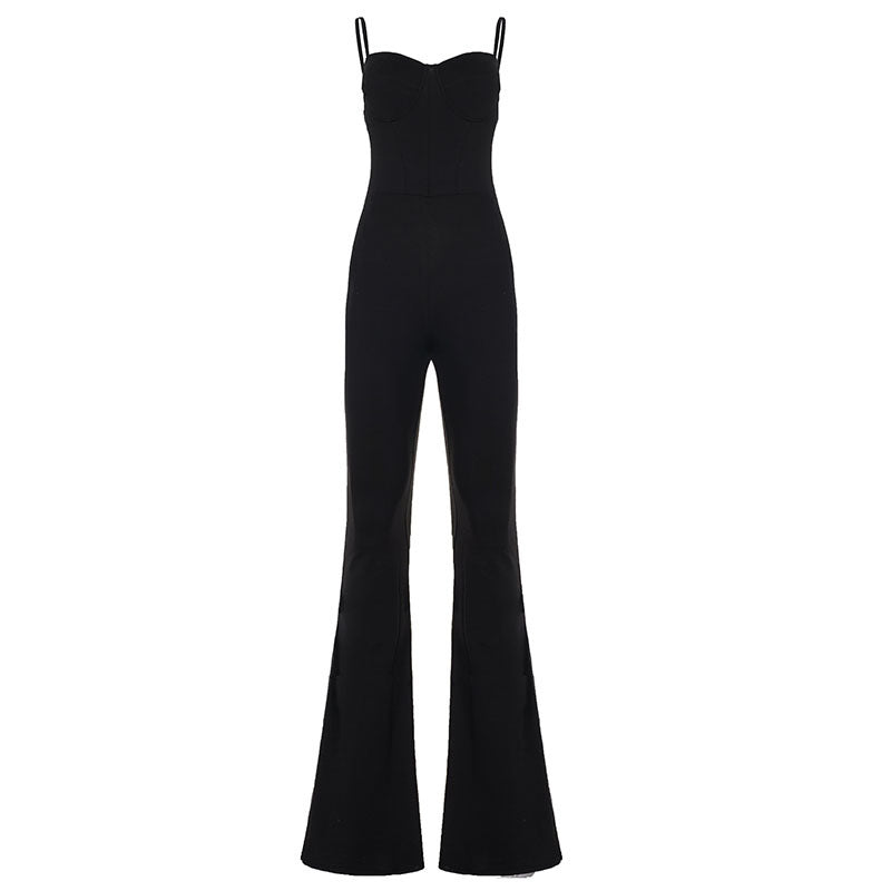 Damen Flared Jumpsuit mit trägerlosem Oberteil und figurbetonter Silhouette Drune