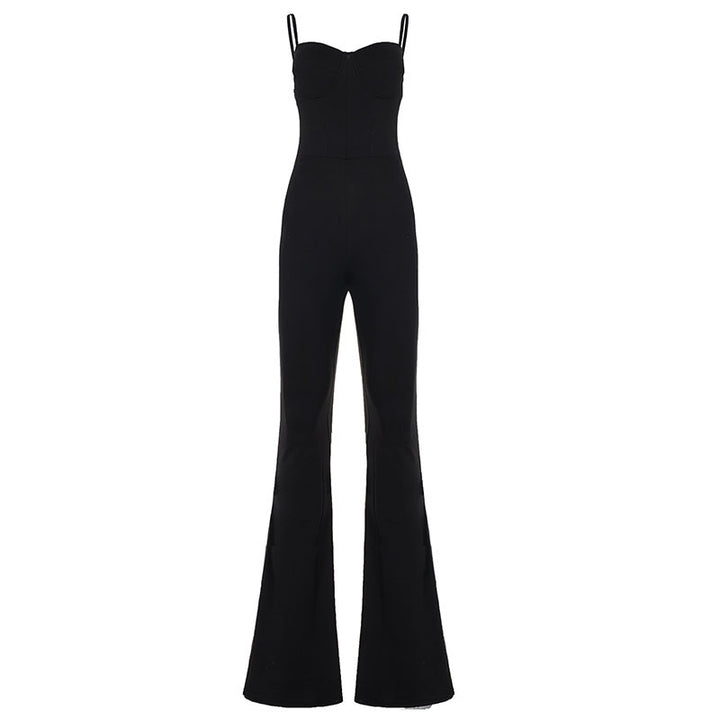 Damen Flared Jumpsuit mit trägerlosem Oberteil und figurbetonter Silhouette Drune