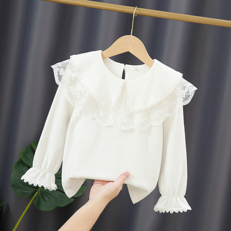 Damen Bluse mit elegantem Spitzenkragen Drune