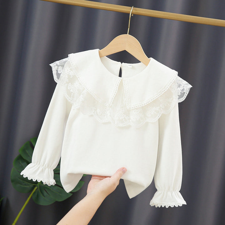 Damen Bluse mit elegantem Spitzenkragen Drune