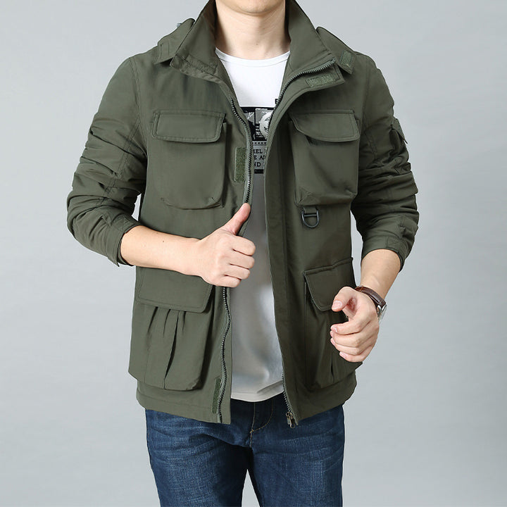 Herren Expedition-Fieldparka mit vollem Teddyfutter, verstellbarer Kapuze und Mehrfach-Cargo-Taschen Drune