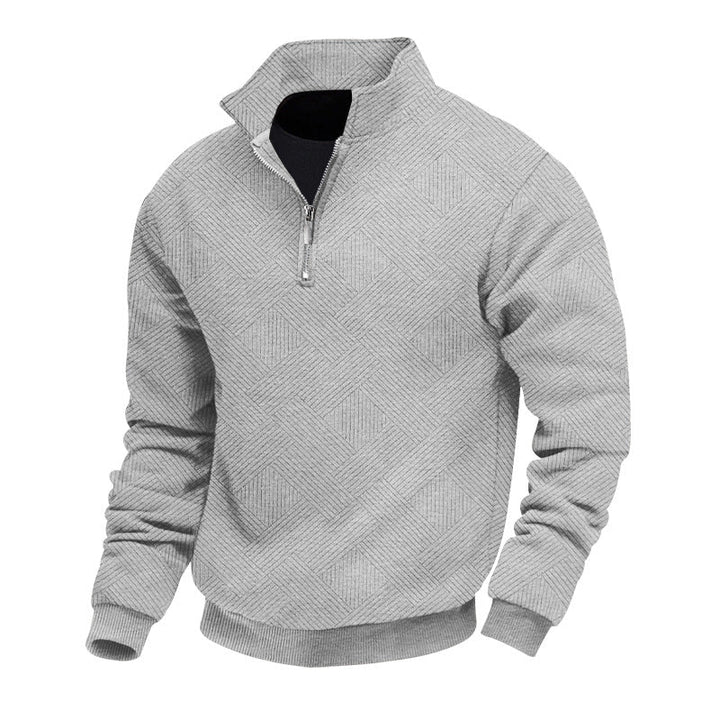 Herren hochwertiger Strickpullover mit Stehkragen und modischem Reißverschluss Drune