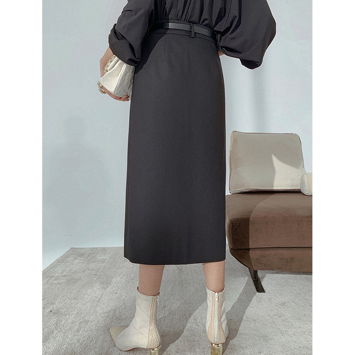 Damen Eleganter Midi-Rock mit seitlichem Schlitz Drune