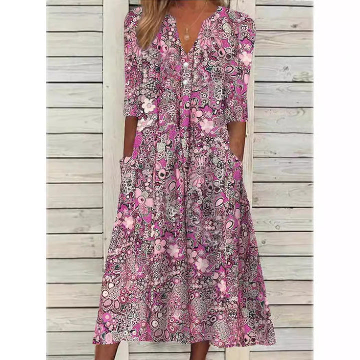 Drune | Stilvolle Blumige Hemdblusenkleid