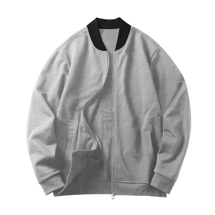 Herren Minimalistische Bomberjacke mit durchgehendem Reißverschluss, geripptem Stehkragen & Eingrifftaschen Drune