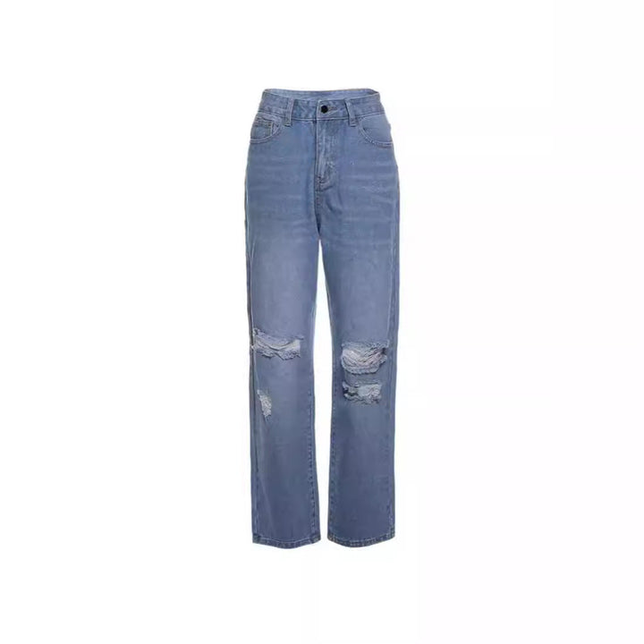Damen Modische Baggy Jeans mit Destroyed-Details Drune