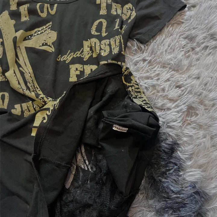 Damen Trendiges T-Shirt mit kreativen Grafiken Drune