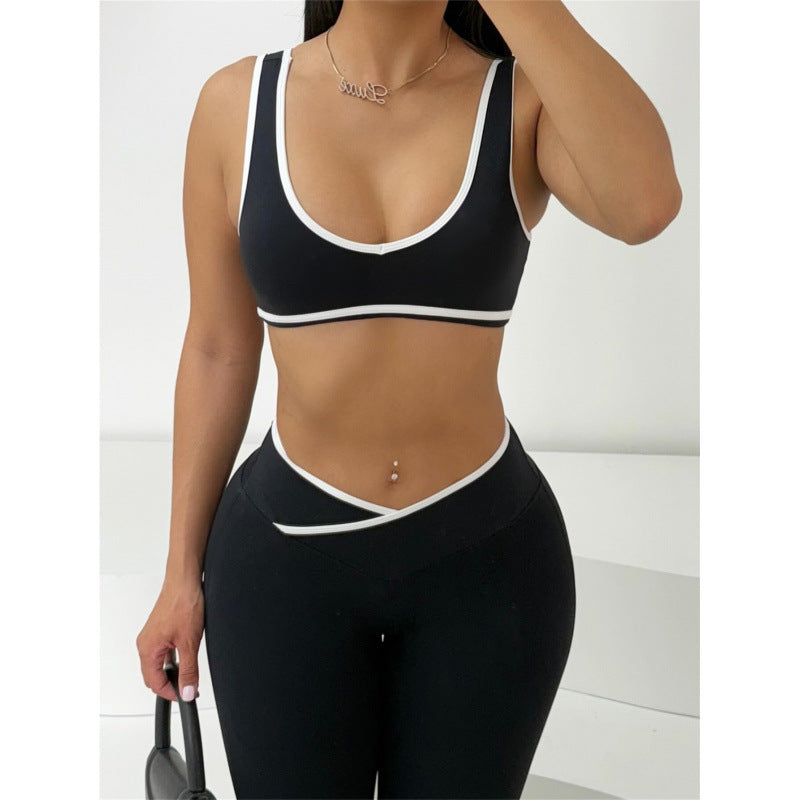 Damen Sportliches Zweiteiler Set mit kurzer Oberteil und flared Leggings Drune