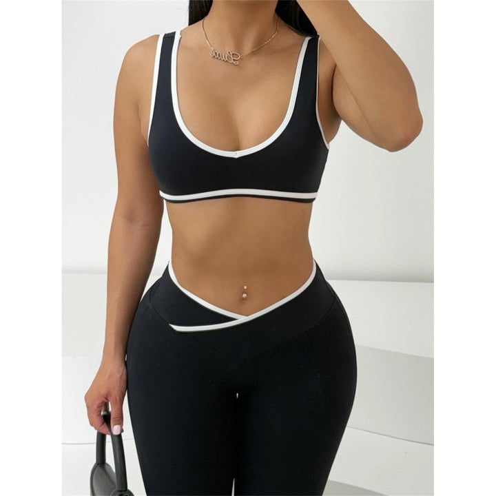 Damen Sportliches Zweiteiler Set mit kurzer Oberteil und flared Leggings Drune