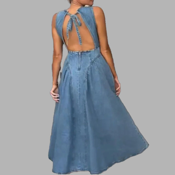 Damen Jeans-Maxikleid mit modernem Schnitt und A-Linie Drune