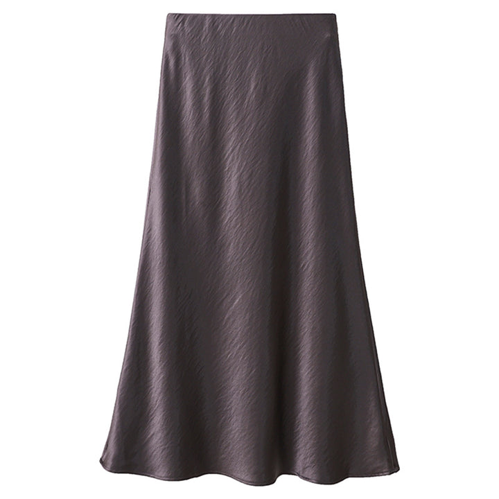 Damen nan eleganter Midirock aus Satin mit A-Linie und nahtlosem Bund Drune