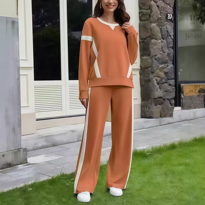 Damen Lounge-Set aus weichem Jersey mit weitem Bein und Kontraststreifen Drune