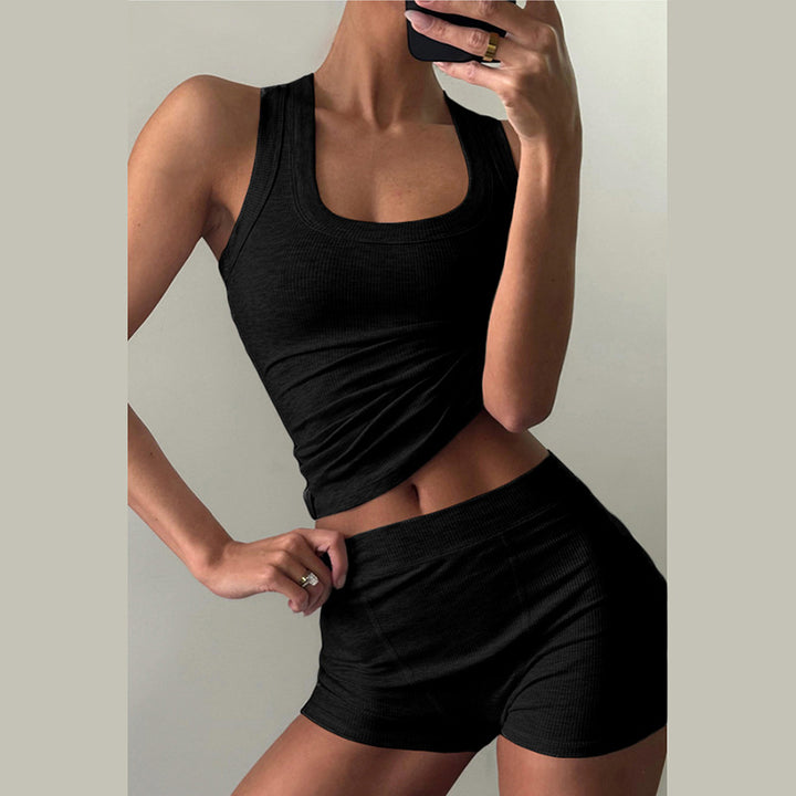 Damen Sportliches Loungewear-Set mit ärmellosem Oberteil und Shorts Drune