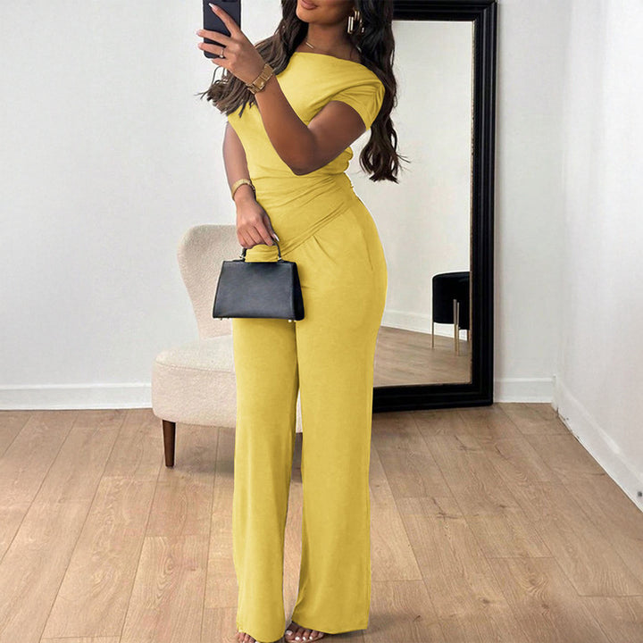 Damen Eleganter Overall mit Wickeldesign und weitem Bein Drune
