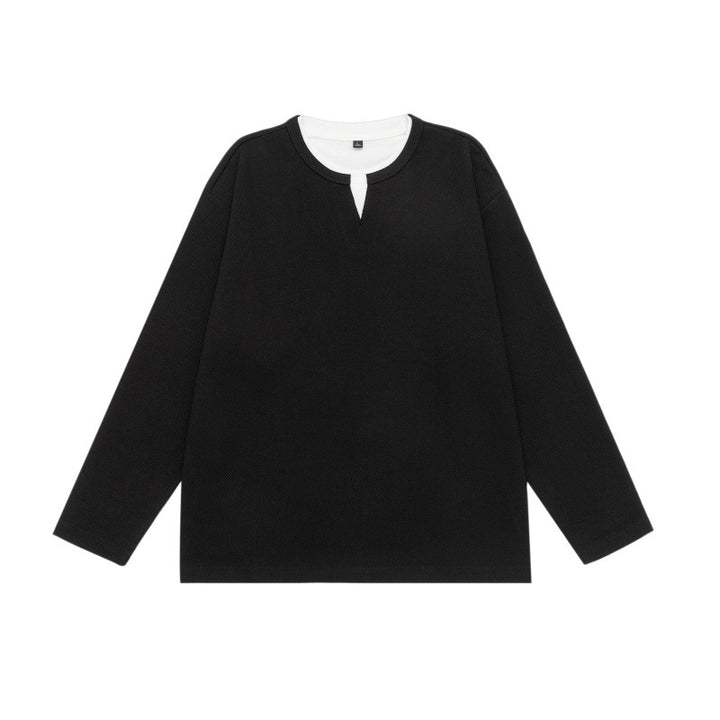 Unisex Oversize-Sweatshirt mit Notch-Ausschnitt und kontrastiertem Kragen-Einsatz Drune