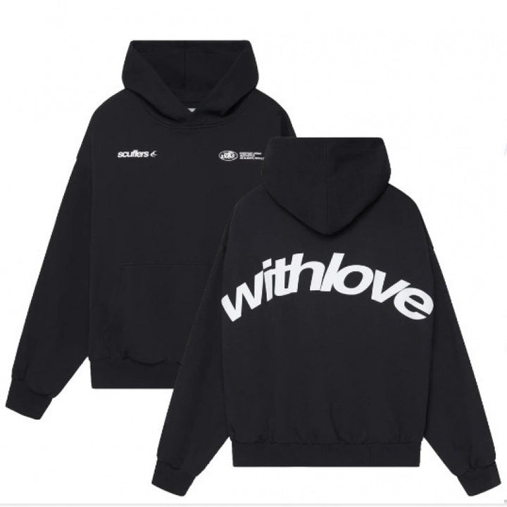 Unisex nan oversized Kapuzenpullover mit großflächigem Rückenprint, Kängurutasche und gerippten Bündchen Drune