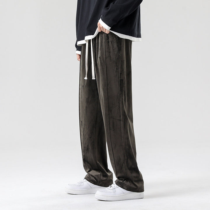 Herren Weite Velours-Jogginghose mit elastischem Bund und Kordelzug Drune