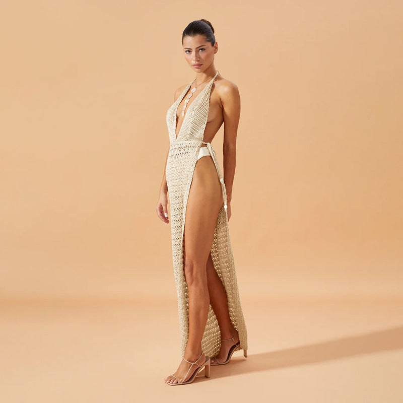 Damen figurbetontes Netzkleid mit raffiniertem Muster Drune
