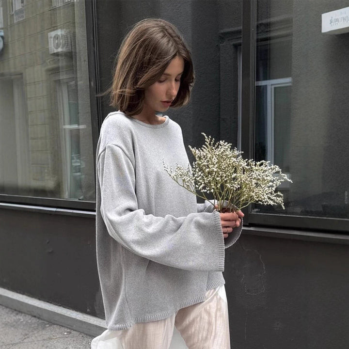 Damen Grobstrick-Kapuzenpullover aus reiner Baumwolle mit Kordelzug Drune