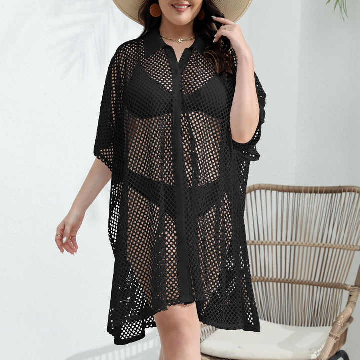 Damen transparenter Strandüberwurf aus Netzmaterial Drune