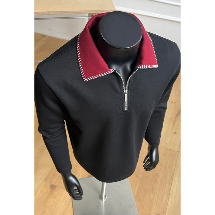 Herren Modischer Stehkragen-Pullover mit Reißverschluss Drune