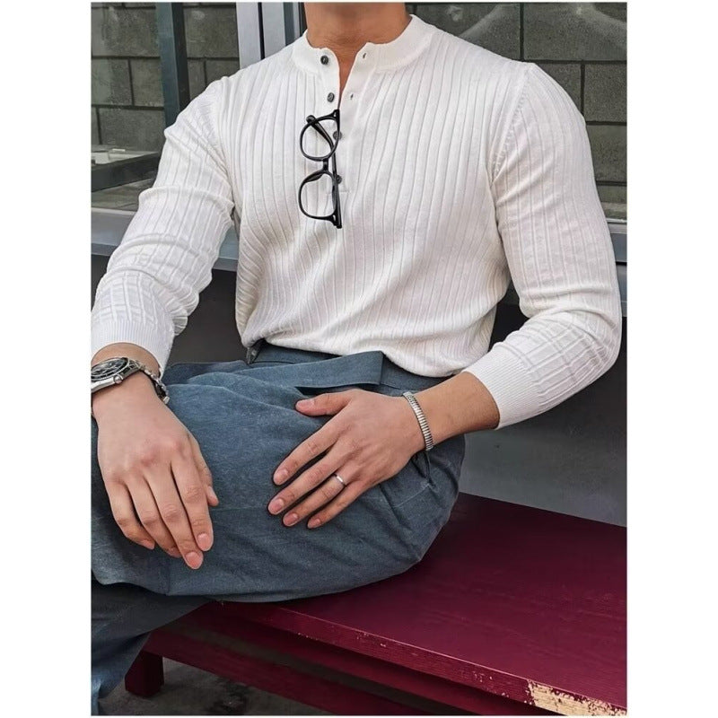 Herren Elegantes Langarmshirt mit Knopfleiste Drune