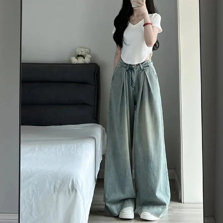 Damen Weit geschnittene Hochtaillen-Jeans Drune