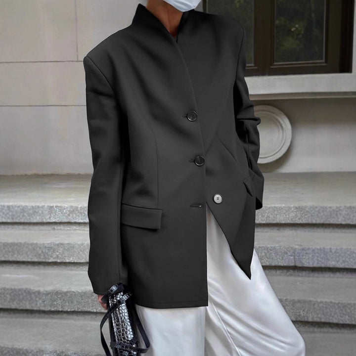 Damen Modischer Oversized Blazer mit strukturiertem Kragen und eleganten Knopfdetails Drune