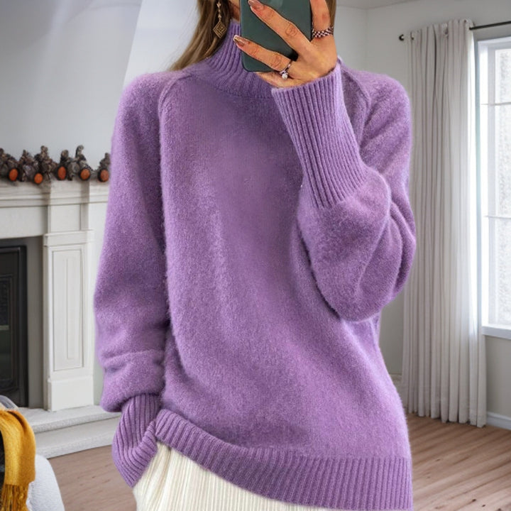 Damen nan kuscheliger Feinstrickpullover mit Rundhalsausschnitt, überschnittener Schulterpartie und gerippten Bündchen Drune