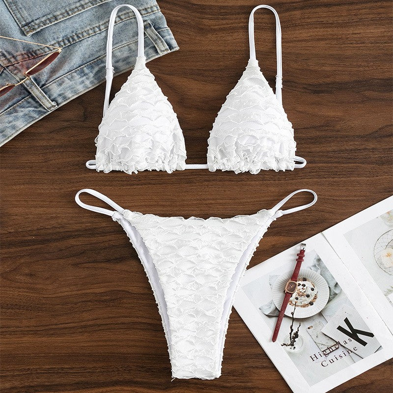 Damen Triangel-Bikini mit Rüschendesign und verstellbaren Trägern Drune