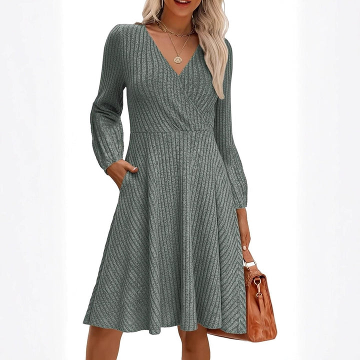 Damen elegantes Viskose-Minikleid mit strukturiertem Oberteil und voluminösen Ärmeln Drune