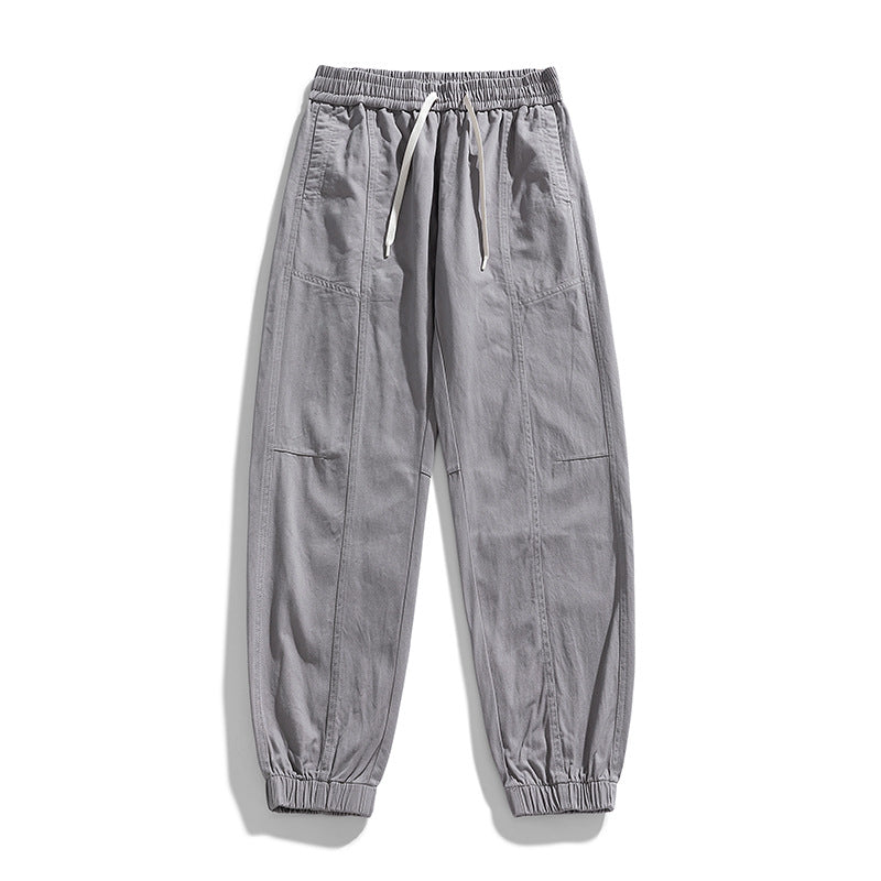 Herren Oversized Utility-Jogginghose aus robustem Baumwollmix mit Kordelbund, seitlichen Cargo‑Taschen & gerippten Bündchen Drune